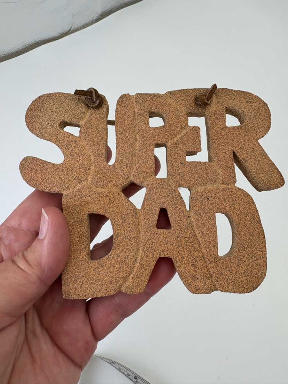 Vintage 1970s Pottery "Super Dad" Hanging Sign